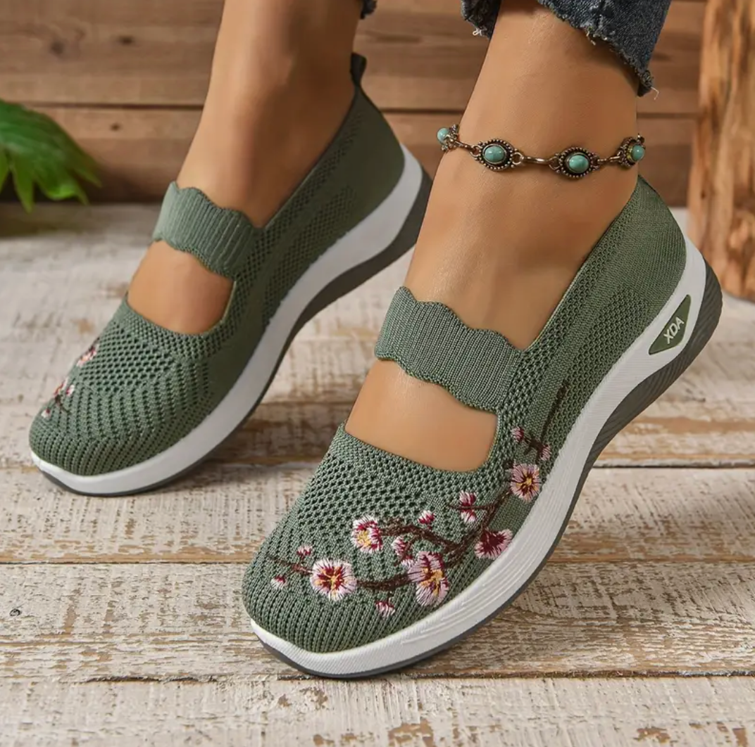 Tênis Ortopédico Comfort Floral + Palmilha Grátis