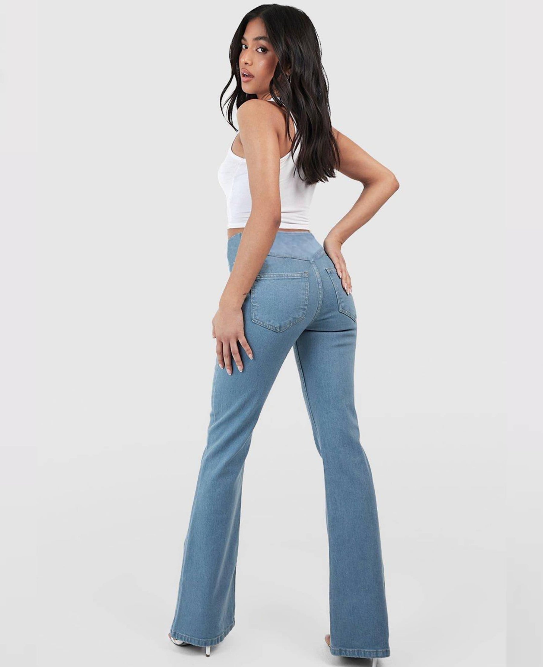 Calça Jeans de Cintura Alta Cruzada (Pague 1 leve 2)