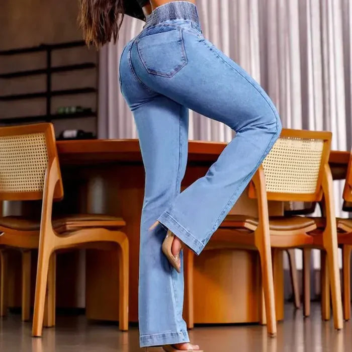 Calça Modeladora Cintura Alta Jeans Flare