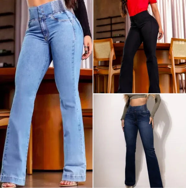 Calça Modeladora Cintura Alta Jeans Flare