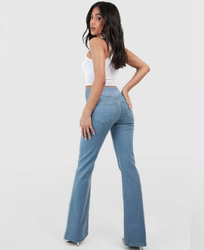 Calça Jeans de Cintura Alta Cruzada (Pague 1 leve 2)