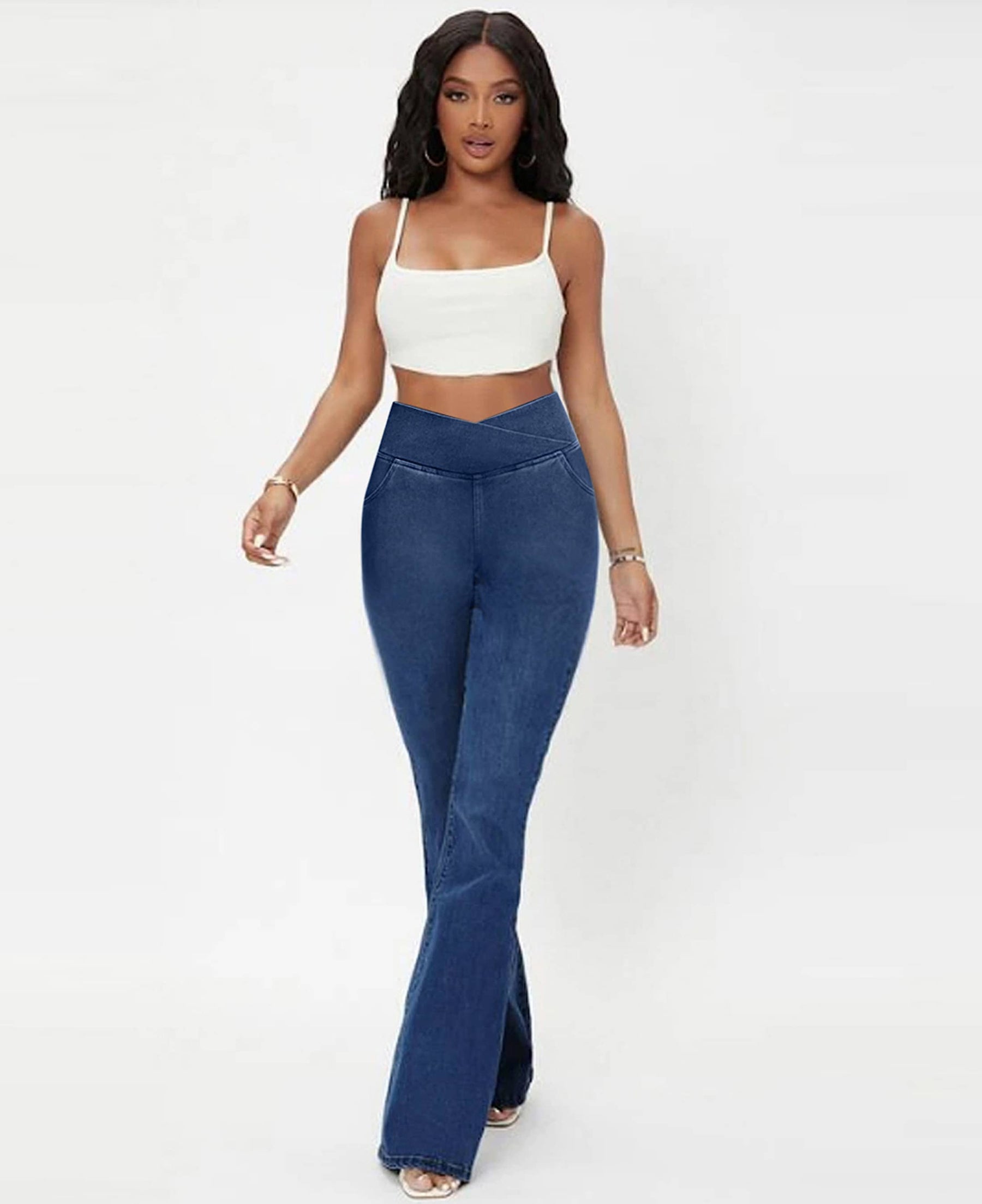 Calça Jeans de Cintura Alta Cruzada (Pague 1 leve 2)