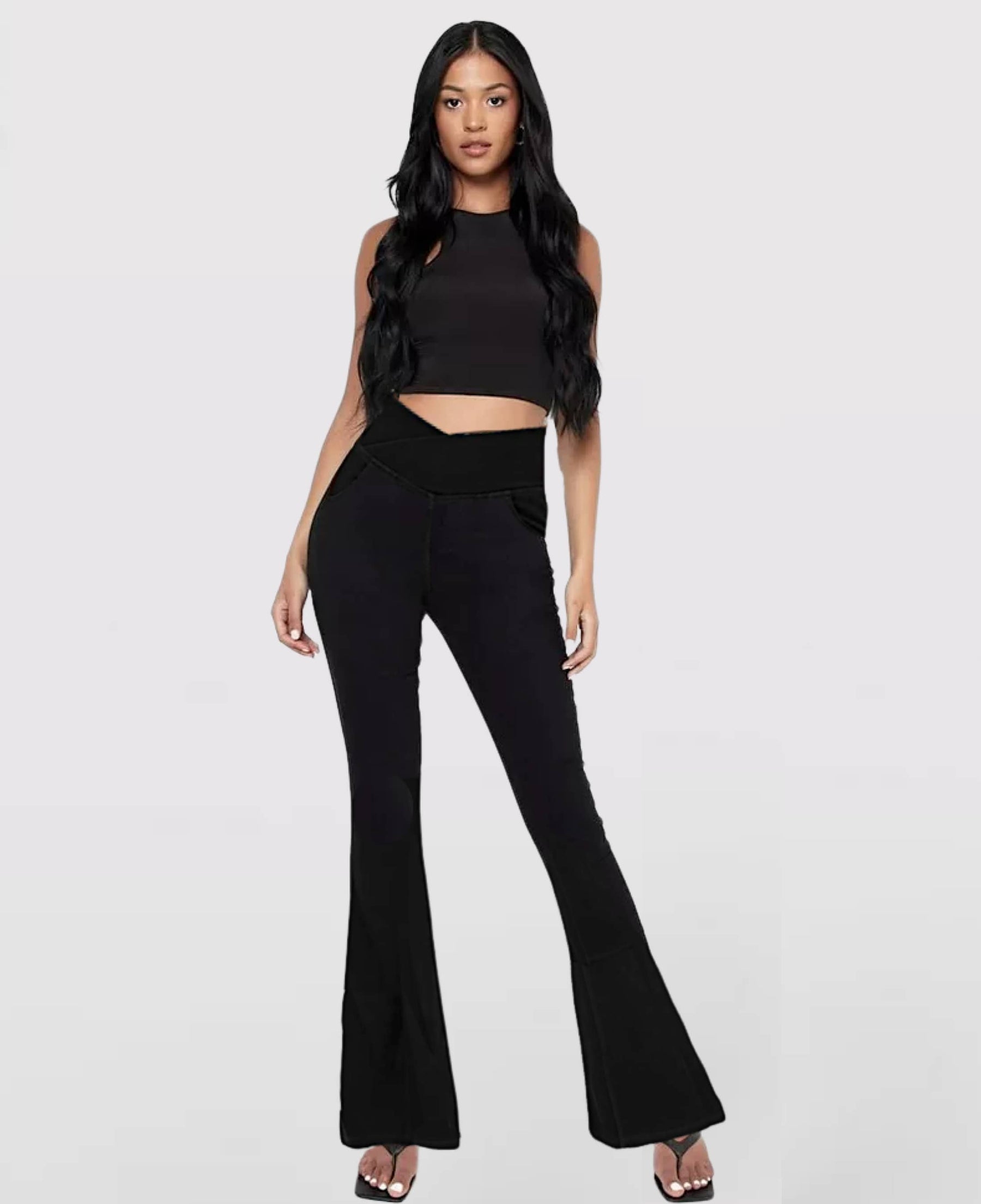Calça Jeans de Cintura Alta Cruzada (Pague 1 leve 2)