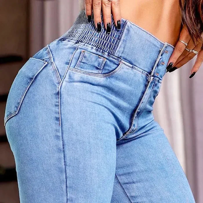 Calça Modeladora Cintura Alta Jeans Flare