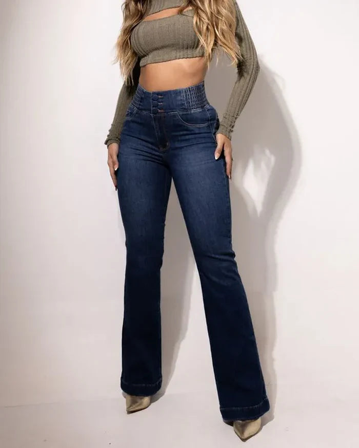 Calça Modeladora Cintura Alta Jeans Flare