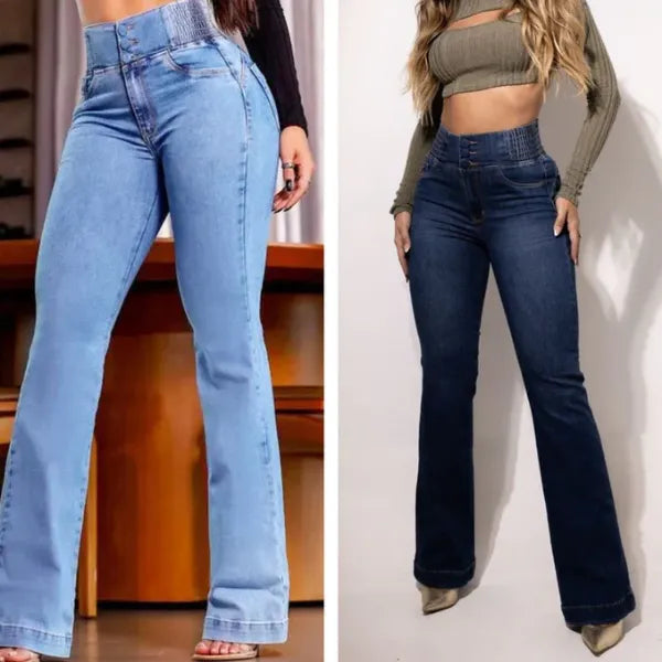 Calça Modeladora Cintura Alta Jeans Flare